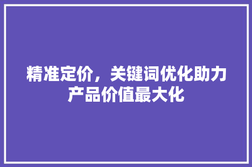 精准定价，关键词优化助力产品价值最大化