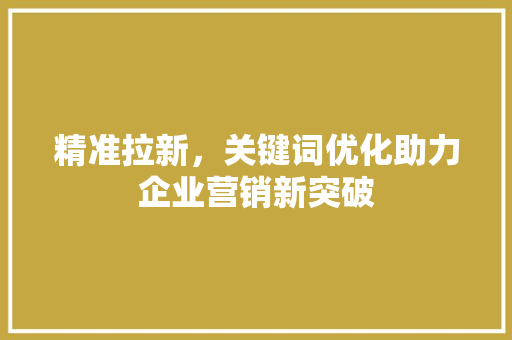 精准拉新，关键词优化助力企业营销新突破