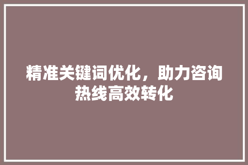 精准关键词优化，助力咨询热线高效转化