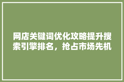 网店关键词优化攻略提升搜索引擎排名，抢占市场先机