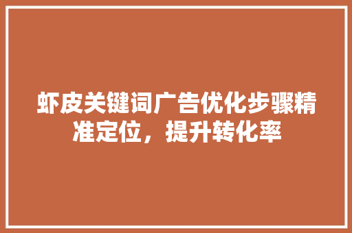 虾皮关键词广告优化步骤精准定位，提升转化率