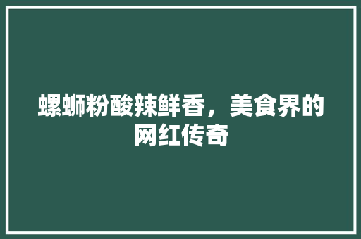 螺蛳粉酸辣鲜香，美食界的网红传奇