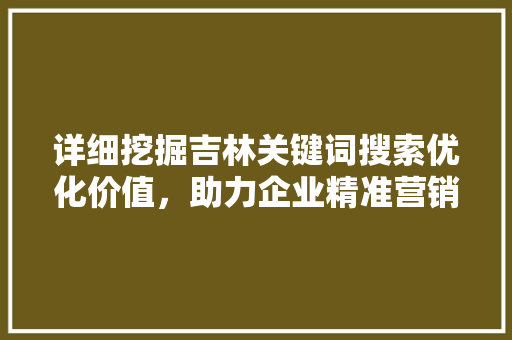 详细挖掘吉林关键词搜索优化价值，助力企业精准营销