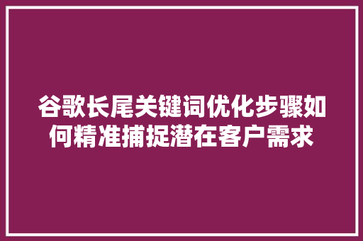 谷歌长尾关键词优化步骤如何精准捕捉潜在客户需求