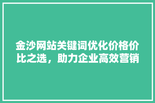 金沙网站关键词优化价格价比之选，助力企业高效营销