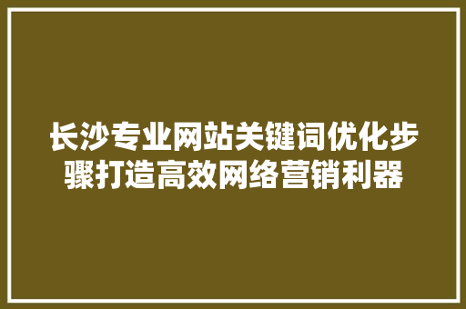 长沙专业网站关键词优化步骤打造高效网络营销利器