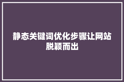 静态关键词优化步骤让网站脱颖而出