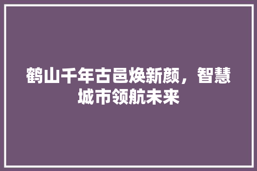 鹤山千年古邑焕新颜，智慧城市领航未来