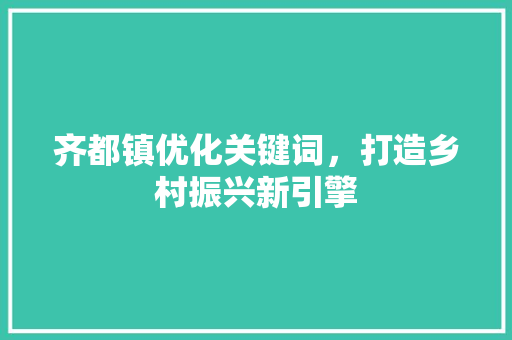 齐都镇优化关键词，打造乡村振兴新引擎