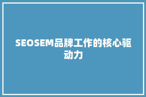 SEOSEM品牌工作的核心驱动力