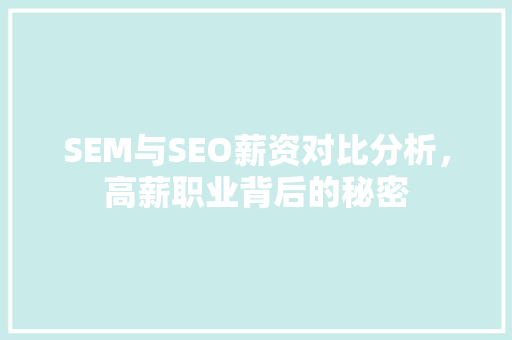 SEM与SEO薪资对比分析，高薪职业背后的秘密