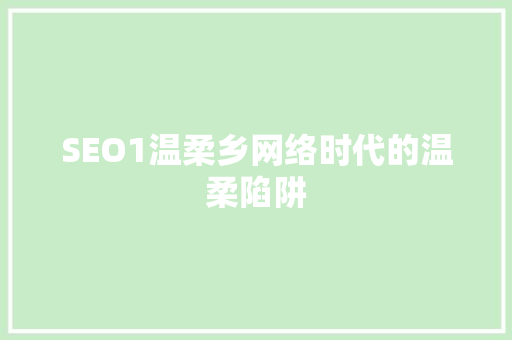 SEO1温柔乡网络时代的温柔陷阱