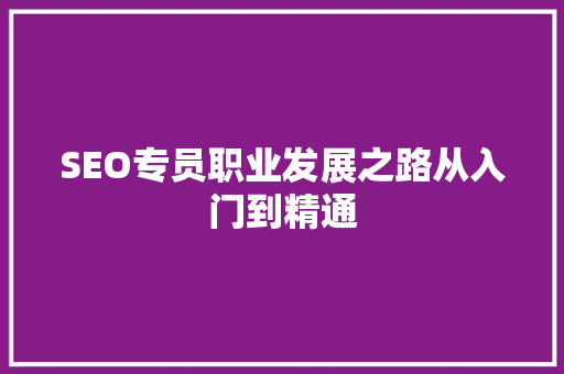 SEO专员职业发展之路从入门到精通