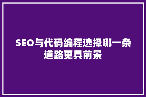 SEO与代码编程选择哪一条道路更具前景