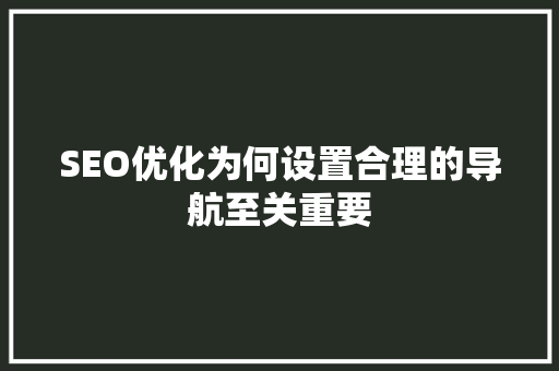 SEO优化为何设置合理的导航至关重要