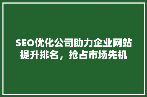 SEO优化公司助力企业网站提升排名，抢占市场先机