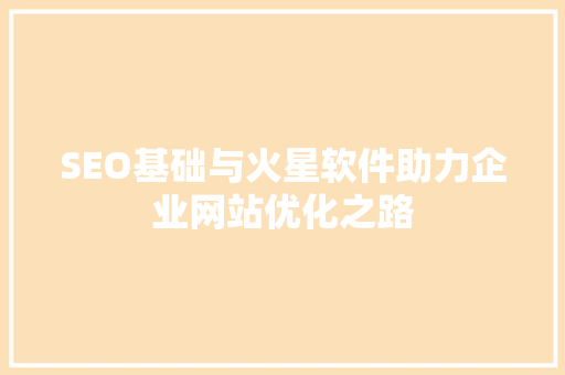 SEO基础与火星软件助力企业网站优化之路
