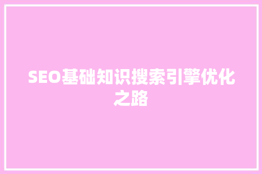 SEO基础知识搜索引擎优化之路