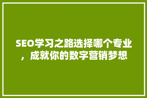 SEO学习之路选择哪个专业，成就你的数字营销梦想