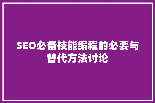 SEO必备技能编程的必要与替代方法讨论
