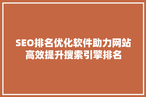 SEO排名优化软件助力网站高效提升搜索引擎排名