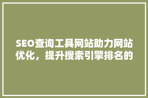 SEO查询工具网站助力网站优化，提升搜索引擎排名的得力助手