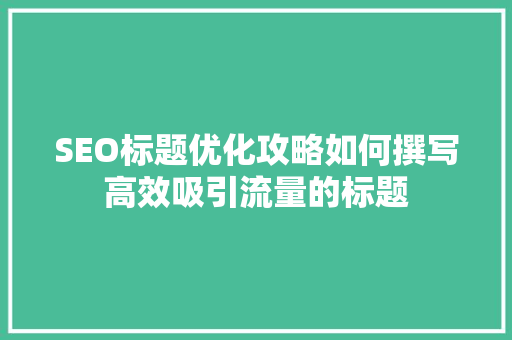 SEO标题优化攻略如何撰写高效吸引流量的标题