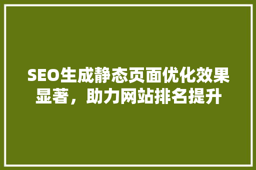 SEO生成静态页面优化效果显著，助力网站排名提升