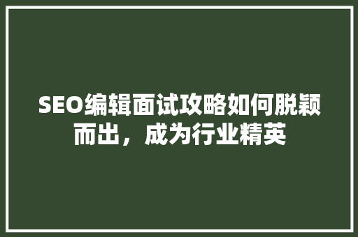 SEO编辑面试攻略如何脱颖而出，成为行业精英