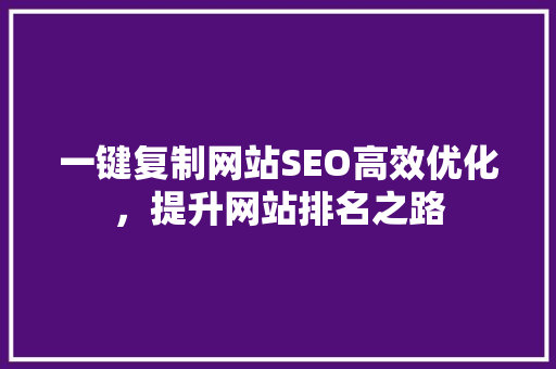 一键复制网站SEO高效优化，提升网站排名之路