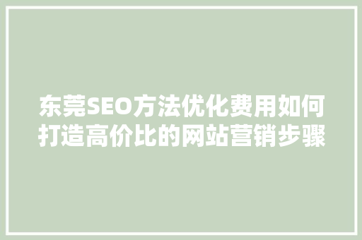 东莞SEO方法优化费用如何打造高价比的网站营销步骤