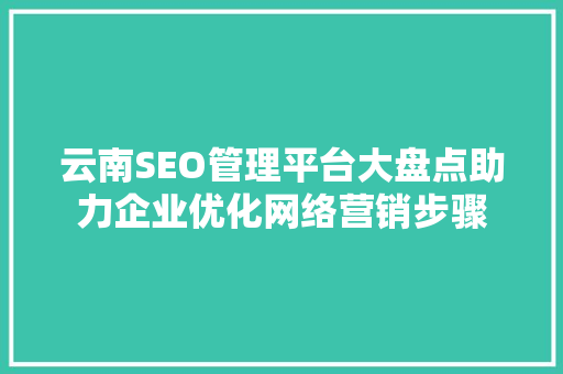 云南SEO管理平台大盘点助力企业优化网络营销步骤