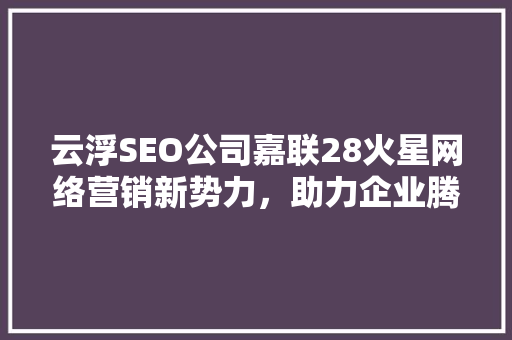 云浮SEO公司嘉联28火星网络营销新势力，助力企业腾飞