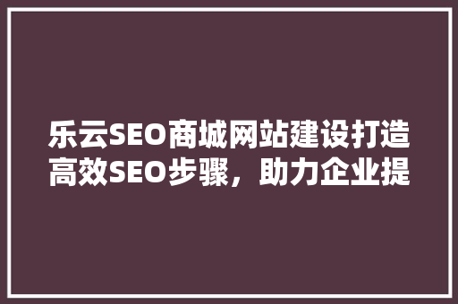 乐云SEO商城网站建设打造高效SEO步骤，助力企业提升在线竞争力