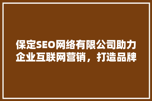 保定SEO网络有限公司助力企业互联网营销，打造品牌新高度