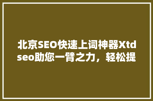 北京SEO快速上词神器Xtdseo助您一臂之力，轻松提升关键词排名