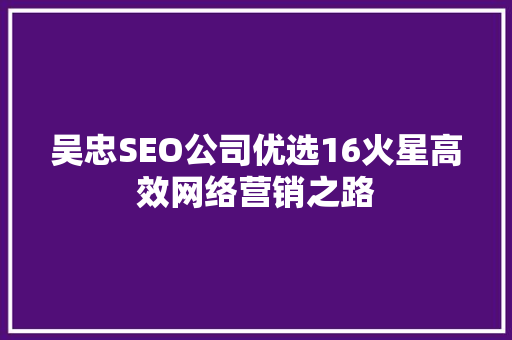 吴忠SEO公司优选16火星高效网络营销之路
