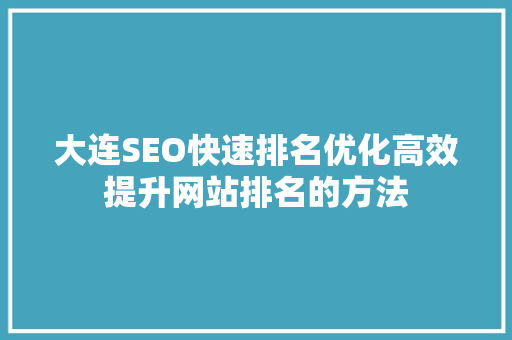 大连SEO快速排名优化高效提升网站排名的方法