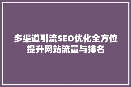 多渠道引流SEO优化全方位提升网站流量与排名