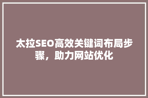 太拉SEO高效关键词布局步骤，助力网站优化