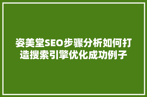 姿美堂SEO步骤分析如何打造搜索引擎优化成功例子
