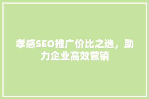 孝感SEO推广价比之选，助力企业高效营销