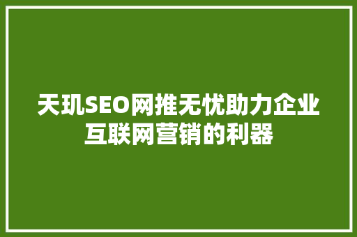 天玑SEO网推无忧助力企业互联网营销的利器