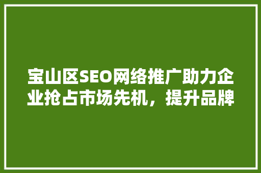 宝山区SEO网络推广助力企业抢占市场先机，提升品牌影响力