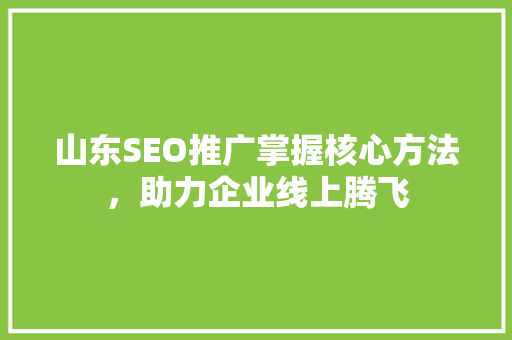 山东SEO推广掌握核心方法，助力企业线上腾飞