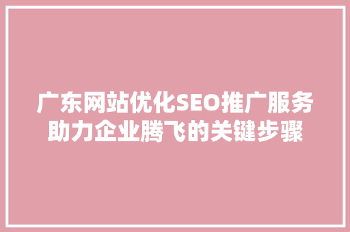 广东网站优化SEO推广服务助力企业腾飞的关键步骤