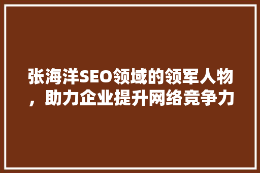 张海洋SEO领域的领军人物，助力企业提升网络竞争力