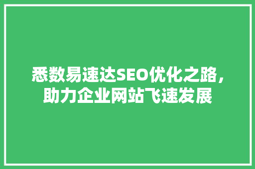悉数易速达SEO优化之路，助力企业网站飞速发展