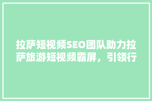 拉萨短视频SEO团队助力拉萨旅游短视频霸屏，引领行业新潮流
