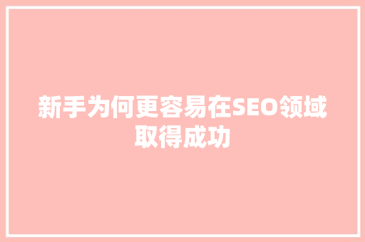 新手为何更容易在SEO领域取得成功